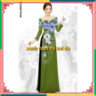 Áo dài nữ đẹp 🎀FREESHIP🎀 Áo dài lụa nhật hoa in 3D tà đẹp vải lụa hàng thời trang cao cấp