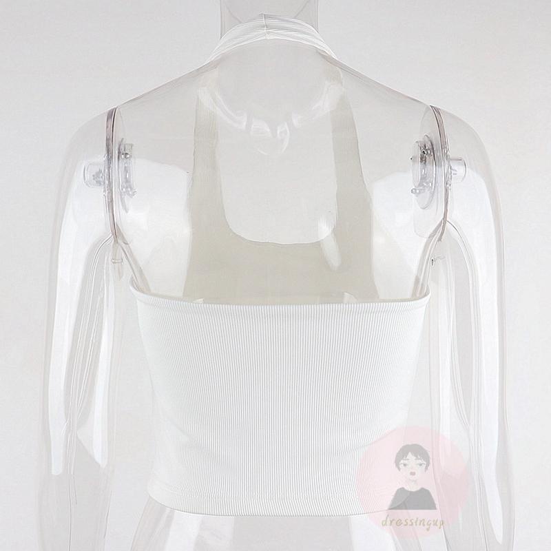 Áo Tank Top Hai Dây Cổ Yếm Màu Sắc Đơn Giản Cho Nữ