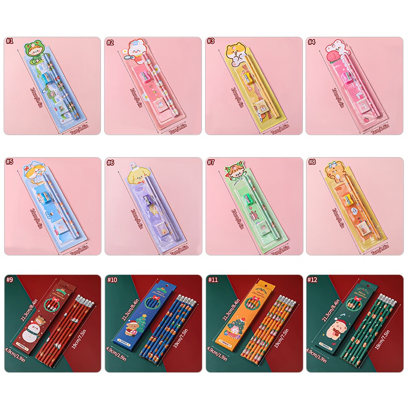 Bộ dụng cụ học tập họa tiết hoạt hình xinh xắn dành cho bé