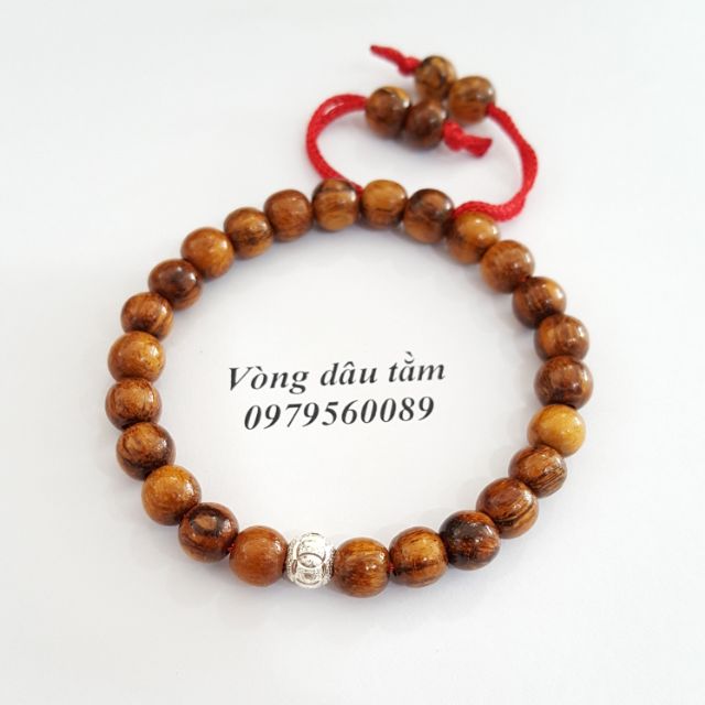 Vòng tay dâu tằm 6mm mix 1 bi bạc cho bé và người lớn