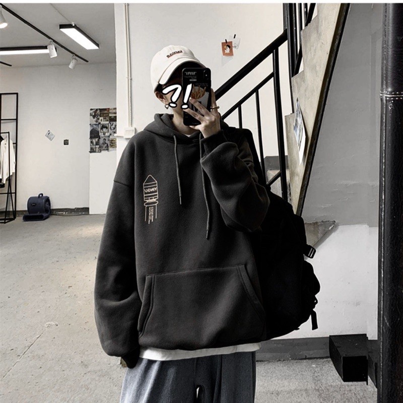 Áo Khoác Hoodie Nỉ Có Mũ Form Rộng Phi Thuyền Nhiều Màu Unisex Nam Nữ Ulzzang