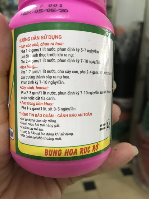 Phân bón NPK ĐẦU TRÂU 6-30-32-TE chuyên Lan, Hồng, cây cảnh - 100gram