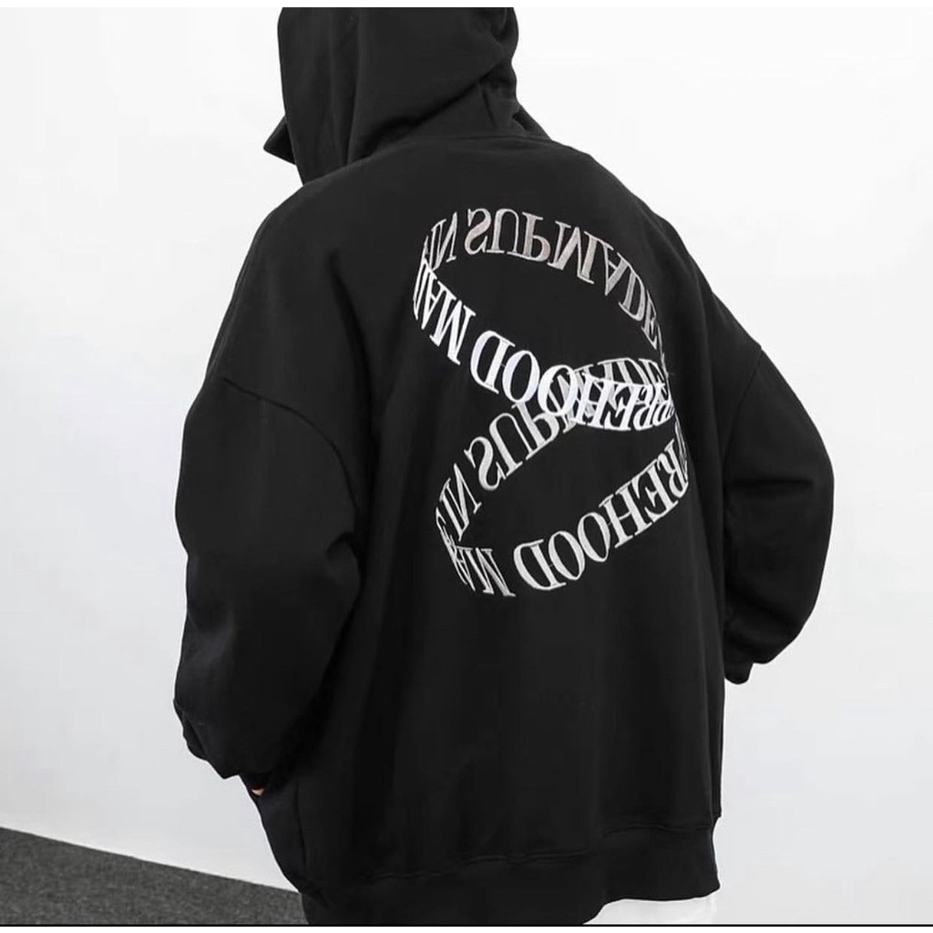 Áo khoác hoodie zip nỉ bông UNISEX nam nữ form rộng dày dặn có mũ có dây khóa kéo đen nâu ghi be