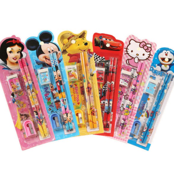 10 SET dụng cụ học tập Kitty, Princess, Doraemon, Bear