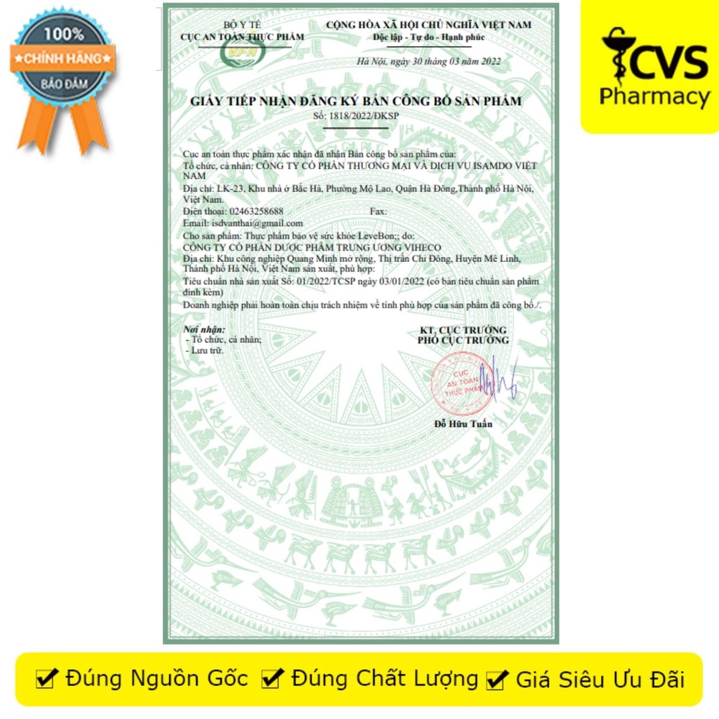 Gói Cốm LeveBon tăng cường phát triển trí não, cải thiện thị lực - (20 gói) - CVS Pharmacy