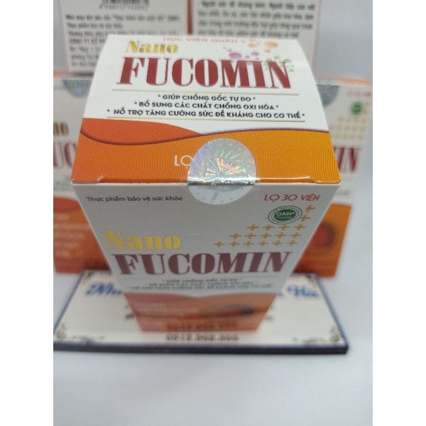 Nano FUCOMIN Học Viện Quân Y gồm Fucoidan, Nano Curcumin, Bột Tam Thất, Cao Xạ Đen Giúp Tăng Cường Sức Đề Kháng, U Bướu