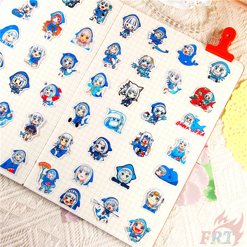 Set 50 miếng dán trang trí album ảnh họa tiết Hololive Vtuber Gawr Gura Q-1 kích thước 2-3 cm