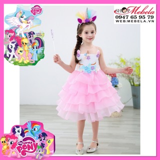 Váy kỳ lân Pony bé nhỏ cho bé, có sẵn màu hồng 9-28kg