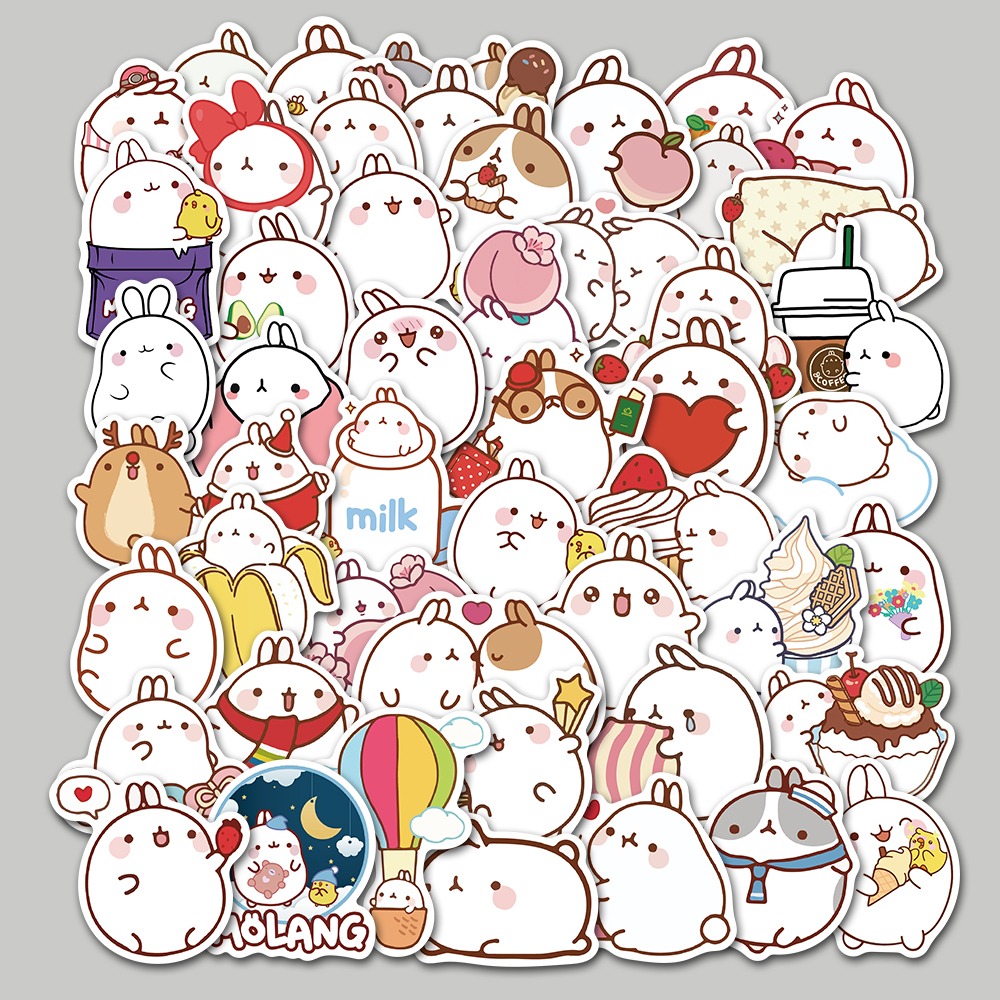 Set 50 nhãn dán họa tiết hoạt hình trang trí thủ công chống nước độc đáo