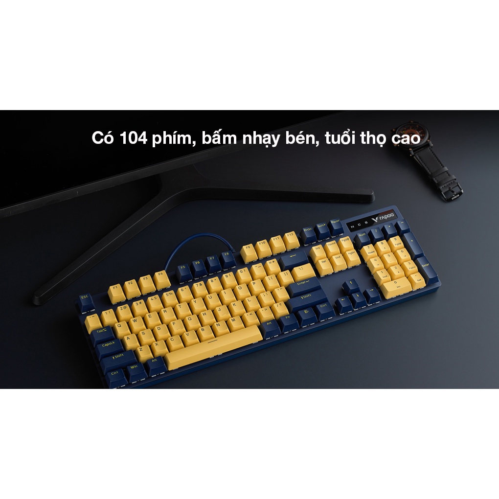 Bàn Phím Cơ Gaming Rapoo V500Pro Yellow Blue - Hàng chính hãng