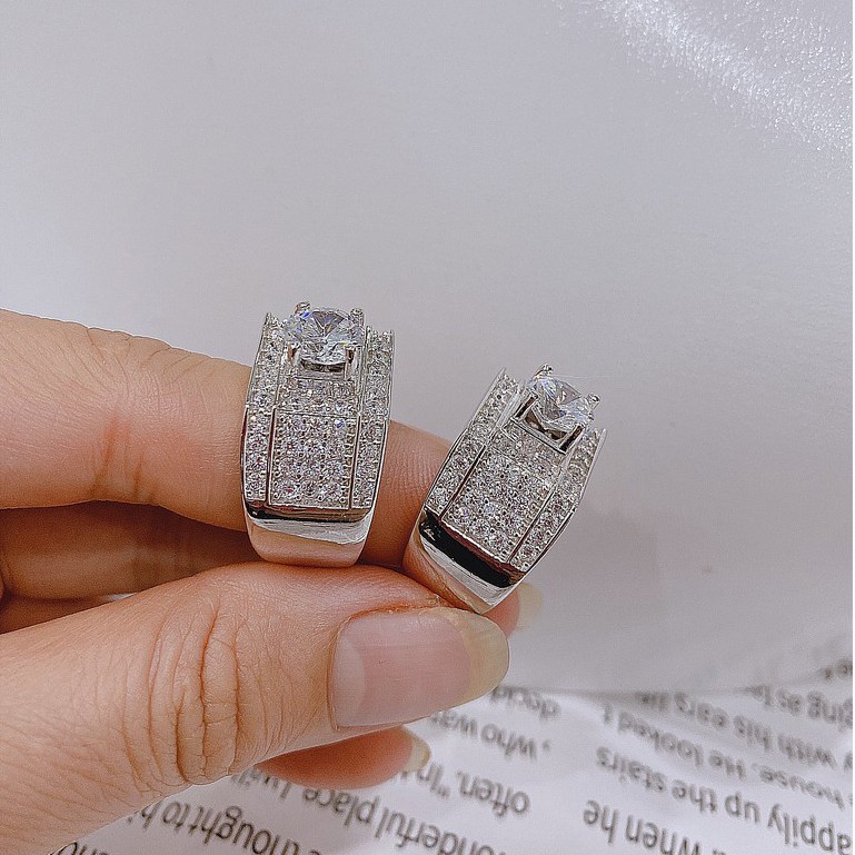 Nhẫn bạc nam ,bạc Ý xi bạch kim - Nhẫn bạc nam đính đá cao cấp NHANM00011 -Trang sức bạc DNJ