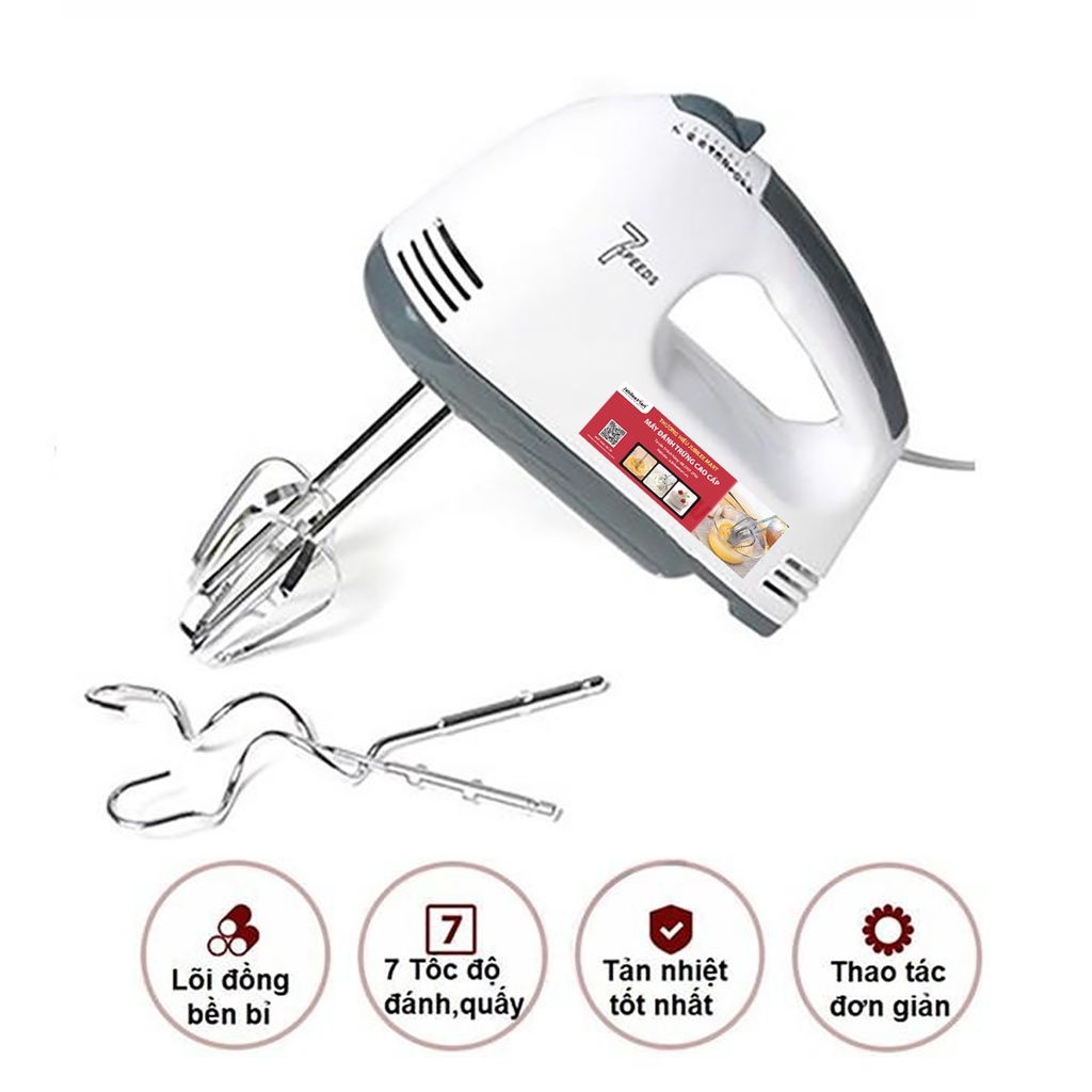 [HOÀN TIỀN 10%] Máy Đánh Trứng Mini Cầm TayLàm Bánh Bông Lan 07 Tốc Độ 180W Loại Cao Cấp 2021 Máy Đánh Trứng Đa Năng