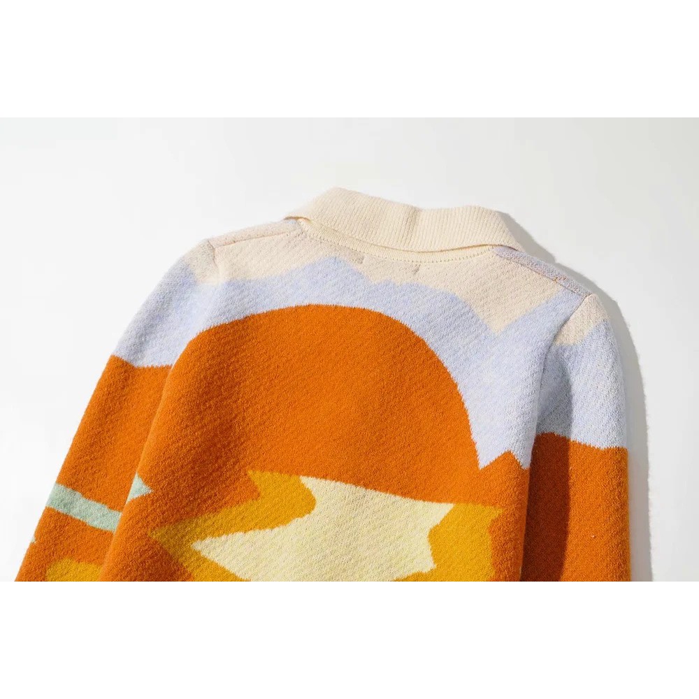 Áo khoác cardigan dệt kim cổ polo cài một hàng nút phong cách Blackpink Lisa Hàn Quốc