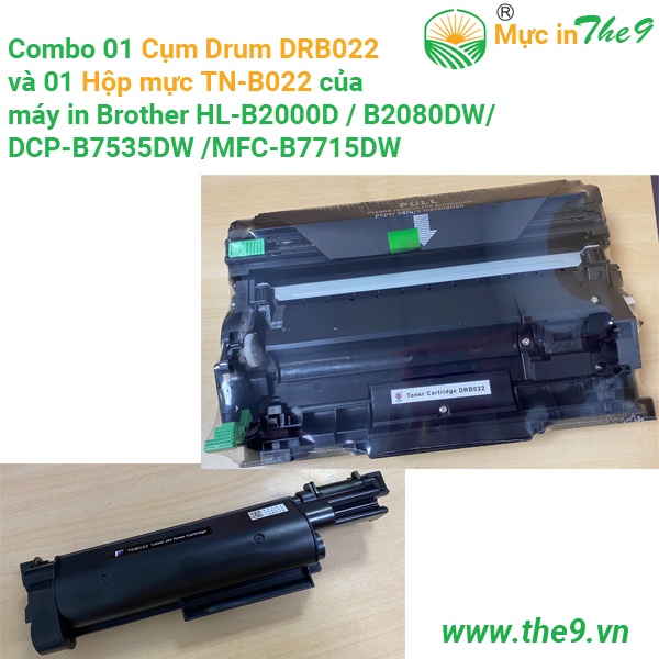 Combo Cụm drum DR-B022 và hộp mực máy in Brother TN-B022 dùng máy in Brother HL-B2000D/B2080DW/ DCP-B7535DW/ MFC-B7715DW