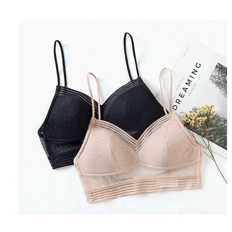 Áo bra nữ Embra chấm bi, hở lưng chữ U thấp không gọng hàng cao cấp EBALB30
