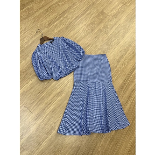 Set váy caro dáng dài