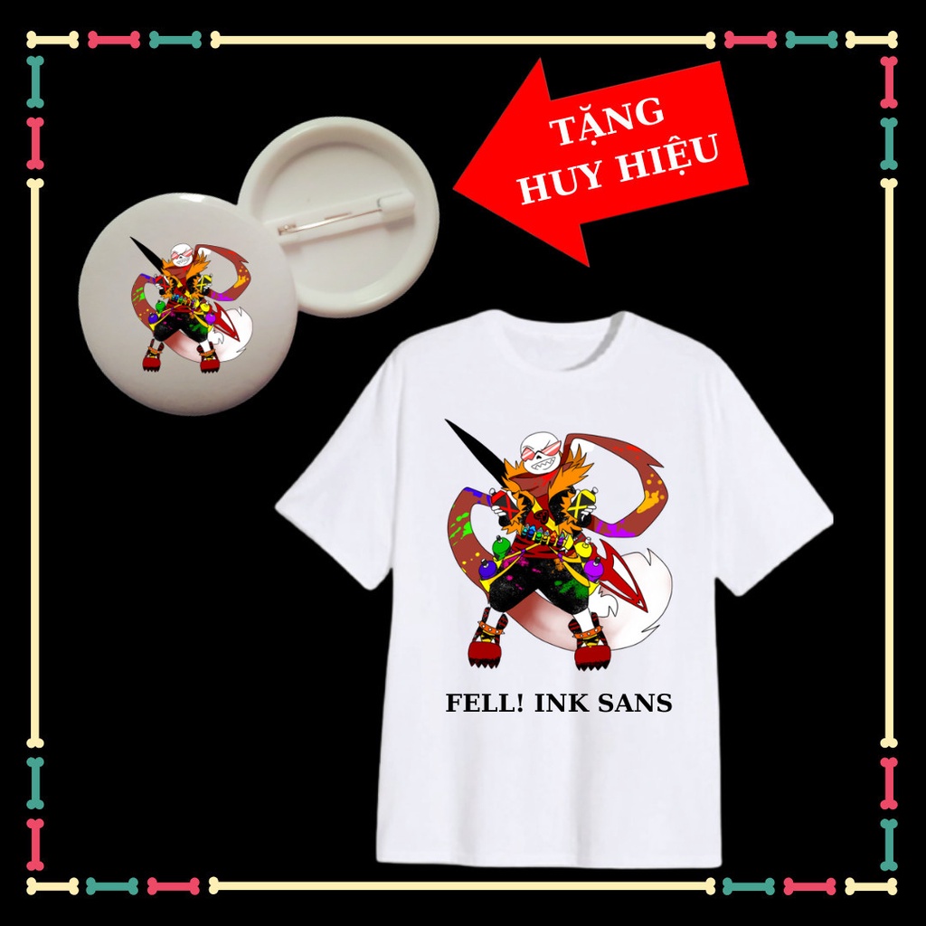 Áo thun trẻ em mẫu Fell inks sans siêu ngầu, đủ size áo, kèm huy hiệu ink sans