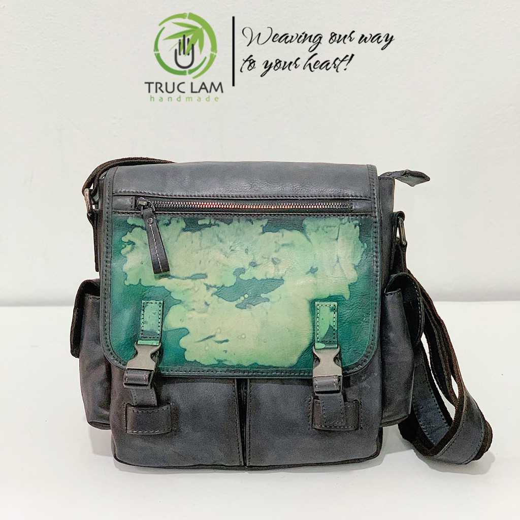 Túi Đeo Chéo Công Sở Nam Da Thật Cao Cấp Nhiều Ngăn Tiện Lợi Có Nắp Gấp – Trúc Lâm Handmade