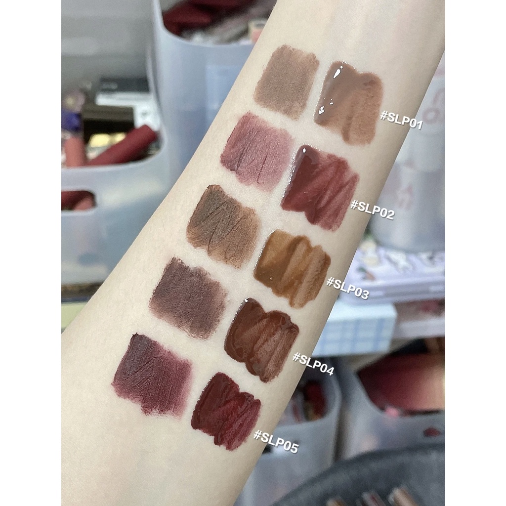 Leemember son 2 đầu slp02 Son Kem Lì Hai Đầu Hiệu Ứng Gương Dưỡng Ẩm Mềm Mịn Trang Điểm Mùa Đông Hiệu