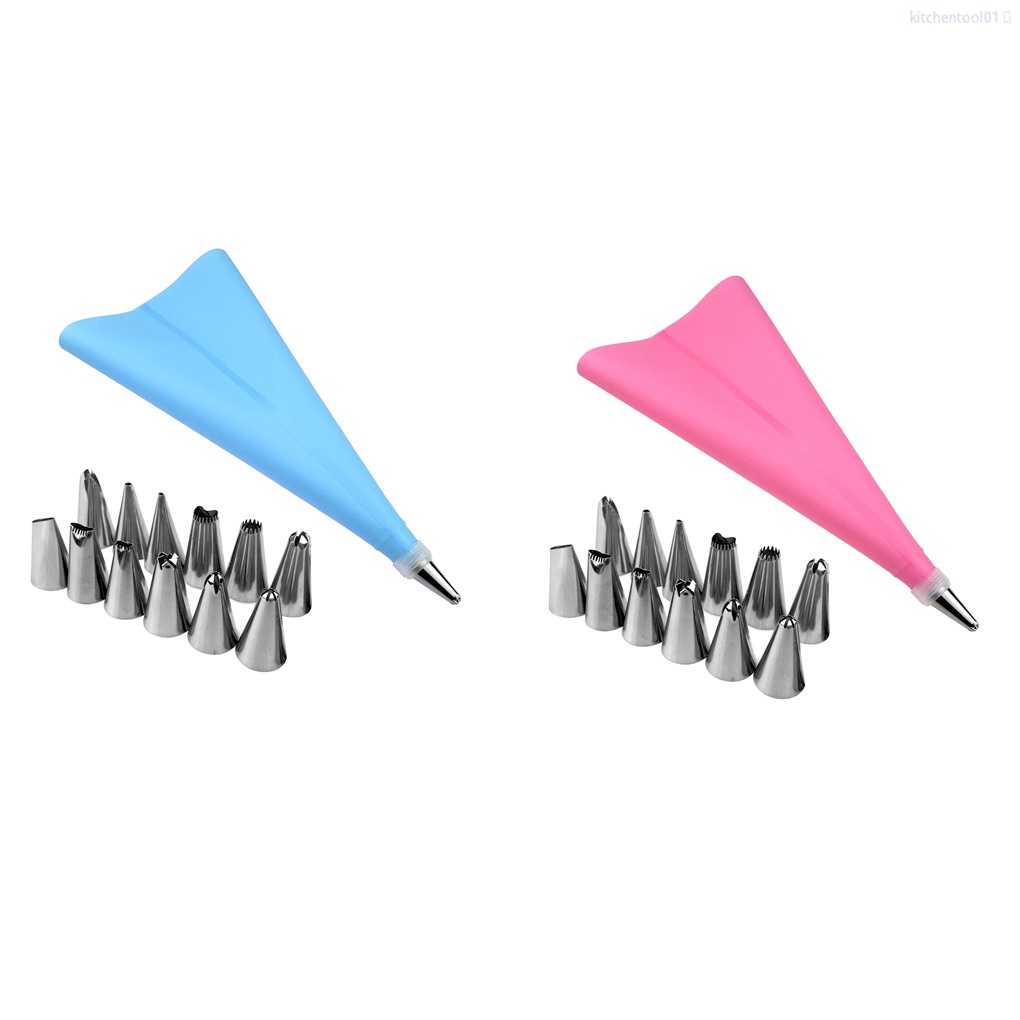 Set 14 Đuôi Bắt Bông Kem Trang Trí Bánh Bằng Thép Không Gỉ Diytool01