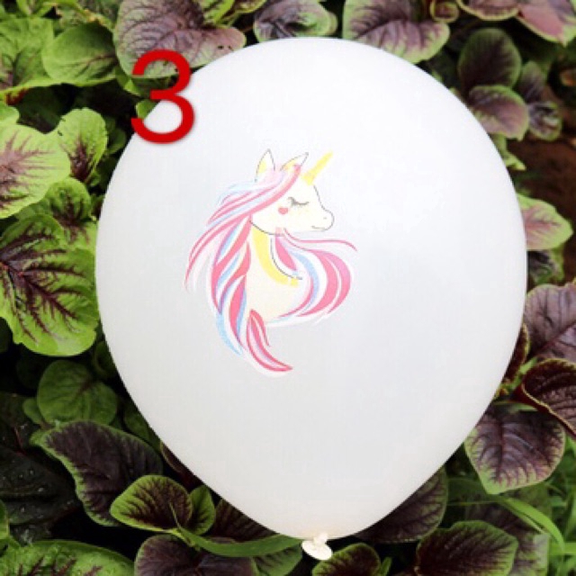 5 Bong bóng latex 12 inch hình kì lân màu hồng/trắng