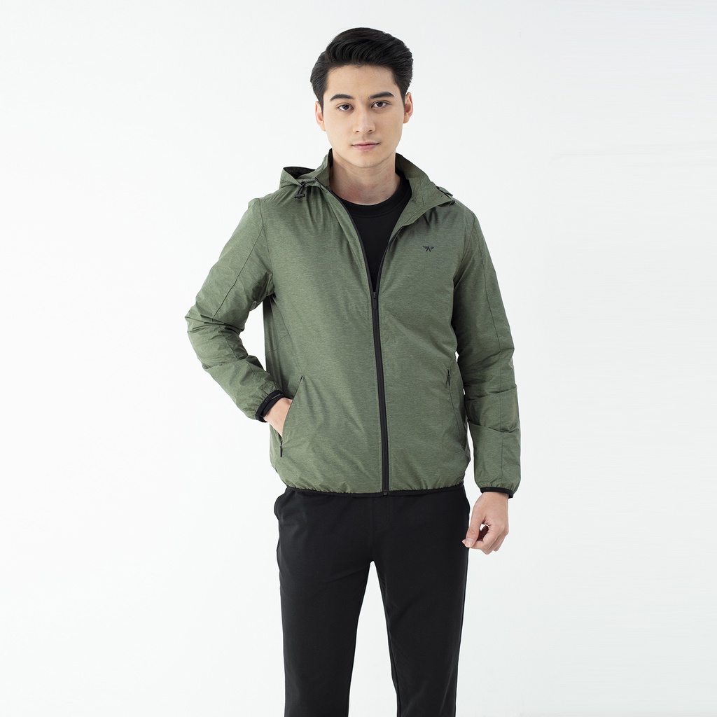 Áo khoác gió hai lớp ARISTINO mũ tháo rời  bo chun  AJK006W1