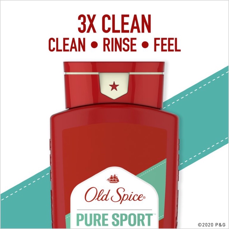 [USA] Sữa tắm gội nam 2in1 Gel Old Spice High Endurance 3X 532ml Pure Sport | Fresh Fraicheur - Mỹ