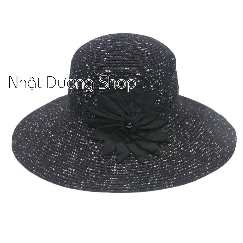[ FREESHIP ] Nón vành rộng gắn hoa sang trọng, đẳng cấp mũ tai bèo vành rộng 11cm giúp che nắng tốt