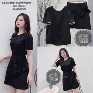 Bigsize set áo viền ren mĩ cv nơ
