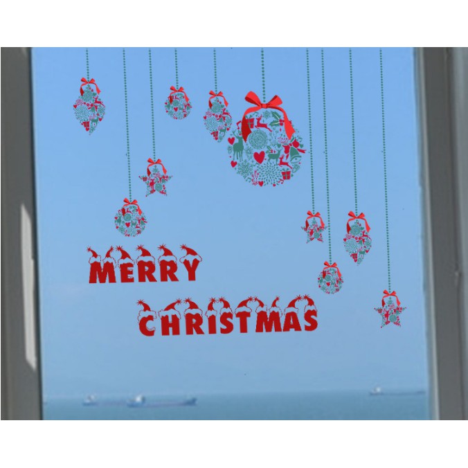 Decal dán kính cao cấp - Rèm dây Merry Christmas