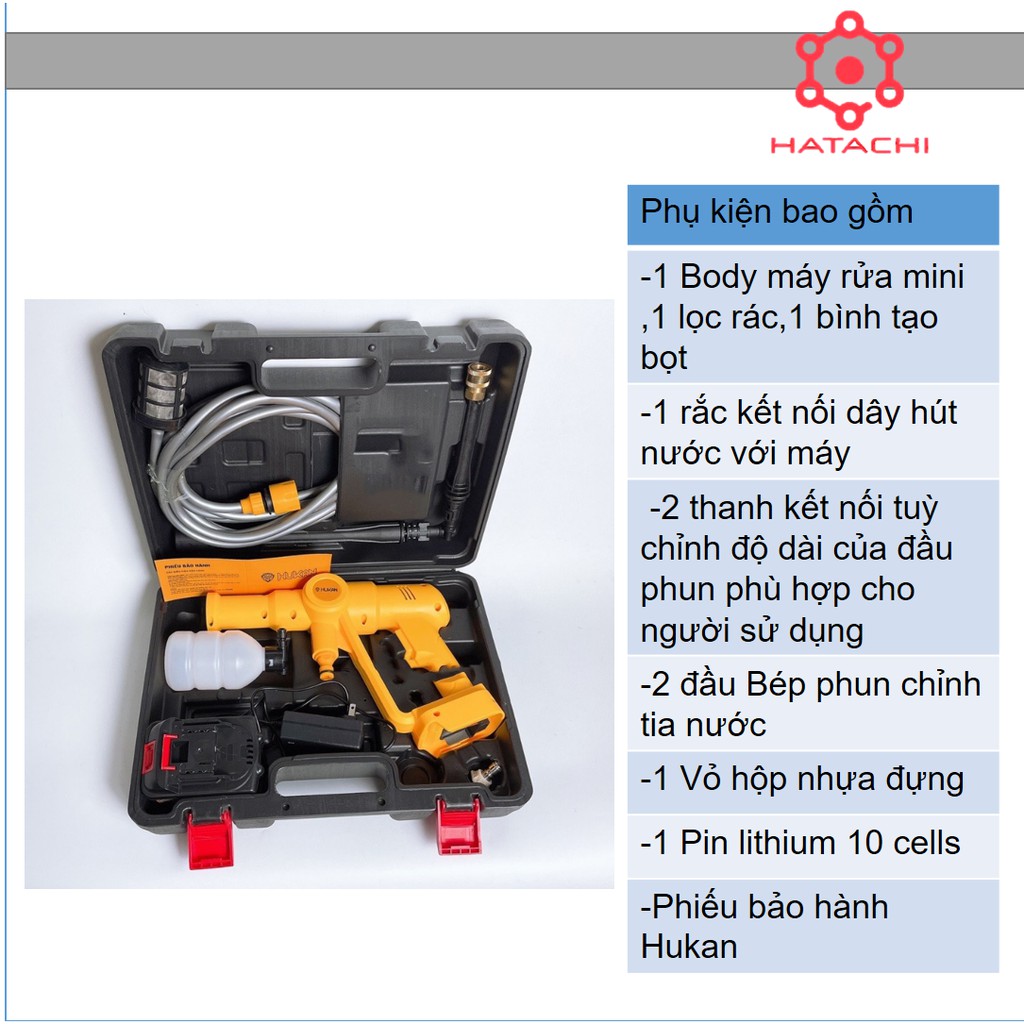 Máy rửa xe pin Hukan