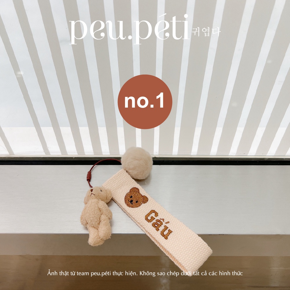 Name tag kèm gấu/thỏ bông THÊU TÊN BÉ THEO YÊU CẦU style Hàn Quốc- peu.péti