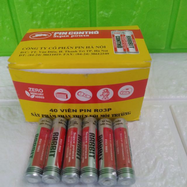 Pin đũa Con Thỏ Rabbit R03P 1,5V AAA - 4 viên/vỉ