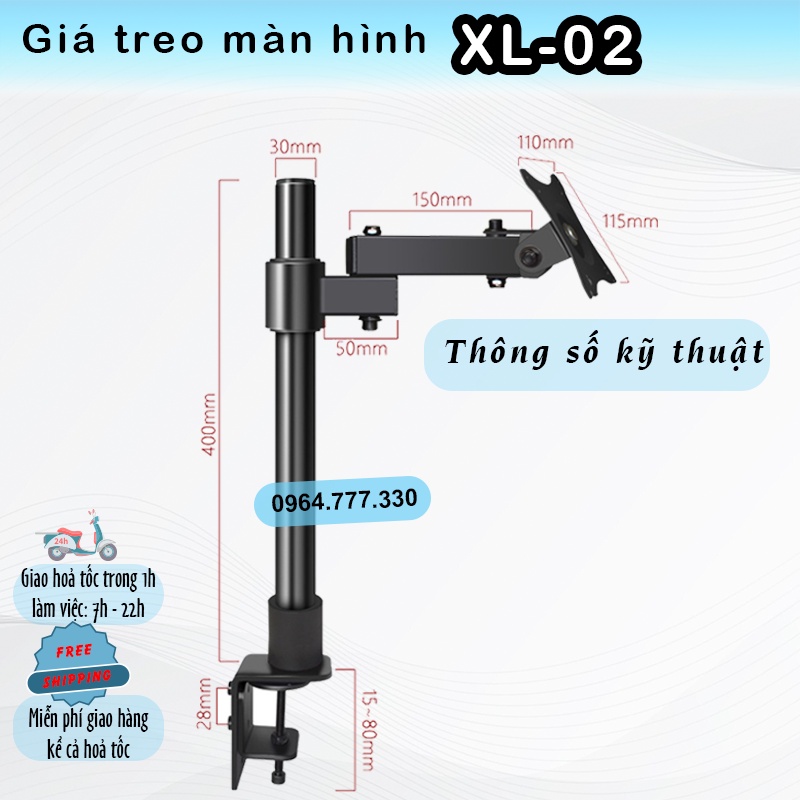 XL02 Giá Treo Màn Hình - Giá Đỡ Màn Hình/ Xoay 360 độ - [Màn hình 17-27 Inch] [Rẻ Hơn  F80] [Rẻ hơn hơn #XL03 #M051]