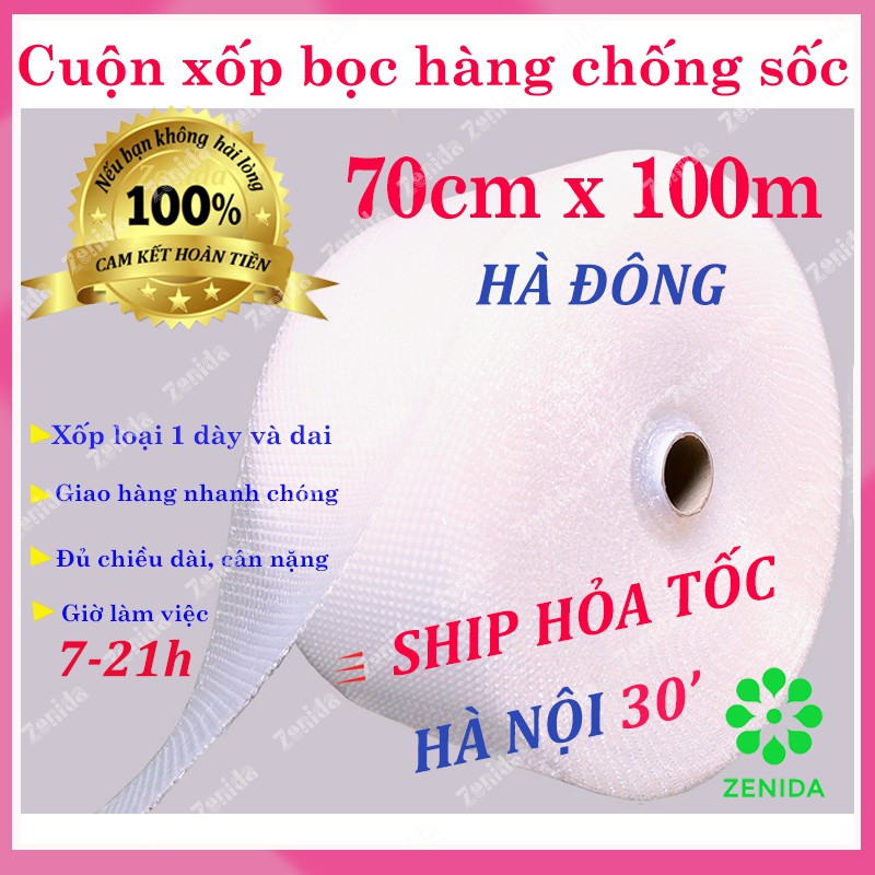 Cuộn Xốp Khí Bọc Hàng Chống Sốc 70cm X 100m - Màng Xốp Hơi Gói Hàng - Xốp Nổ - Cuộn xốp bọc hàng - Màng Bong bóng Khí