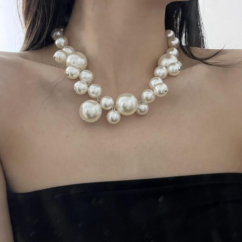 Vòng Cổ Choker Đính Hạt Ngọc Trai Lớn Phong Cách Cổ Điển Dành Cho Nữ