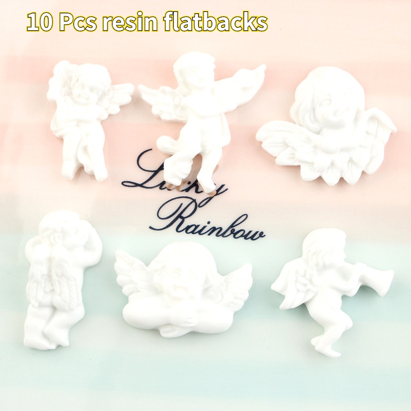 Set 10 Phụ Kiện Trang Trí Ốp Điện Thoại Hình Thiên Thần Xinh Xắn