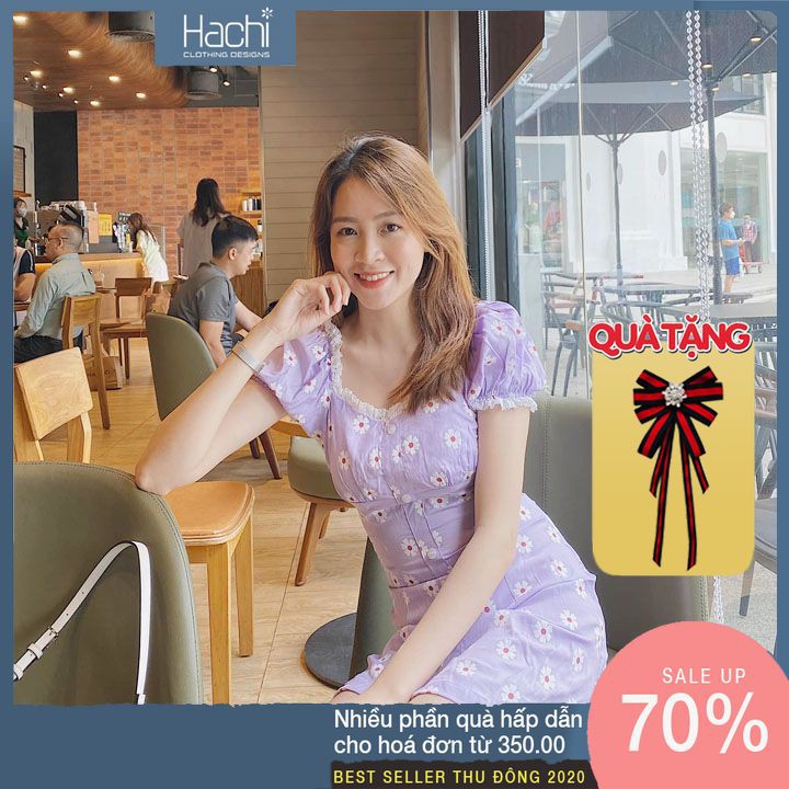 Váy hoa cúc tím hot trend ( Hàng thiết kế)