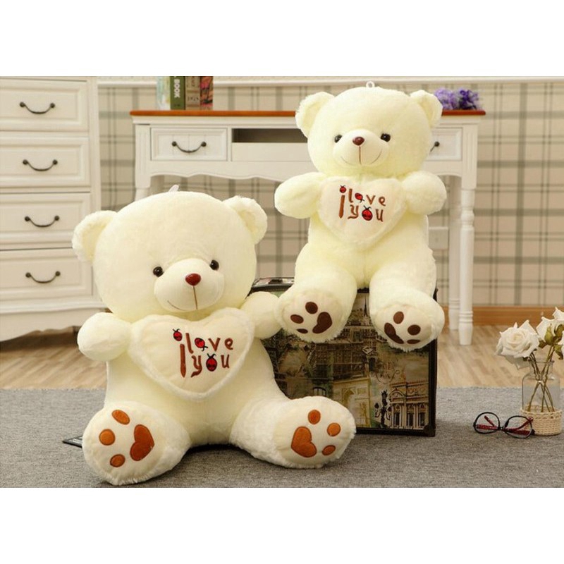 Gấu Teddy nhồi bông cầm trái tim chữ I Love You đáng yêu