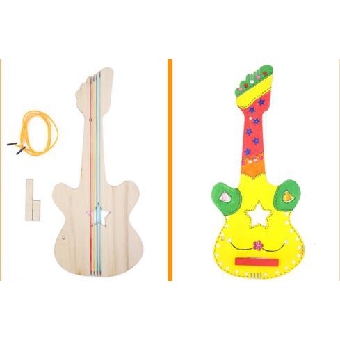 Đồ chơi tô vẽ màu đàn ghita gỗ giúp bé tự do sáng tạo