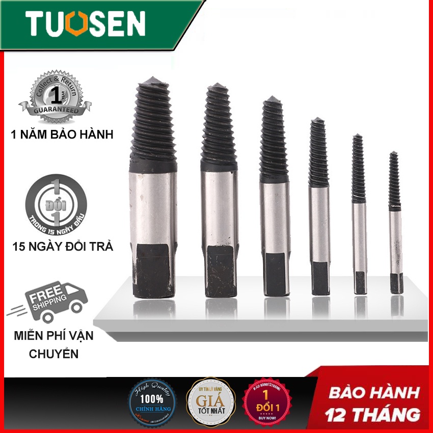 Bộ 4 mũi, 5 mũi, 6 mũi khoan tháo gỡ ốc vít gãy kèm hộp đựng tiện dụng TUOSEN