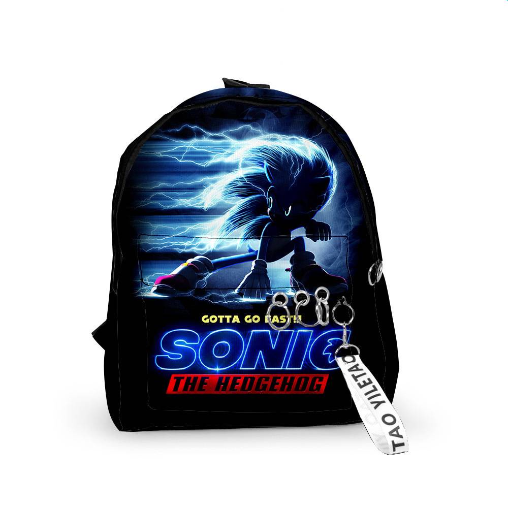 Ba Lô Đi Học/Du Lịch Cỡ Lớn In Hoạt Hình Sonic The Hedgehog Dễ Thương Cho Bé