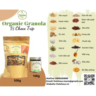 Ngũ cốc GRANOLA Organic Fraicheur ăn kiêng, giảm cân, giàu dinh dưỡng từ 13 loại hạt nhập khẩu