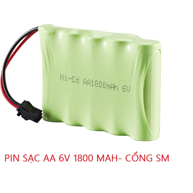 Pin sạc AA6V 1800mAh Ni-Cd cho xe đồ chơi ô tô mô hình điều khiển, Cáp sạc chuẩn SM