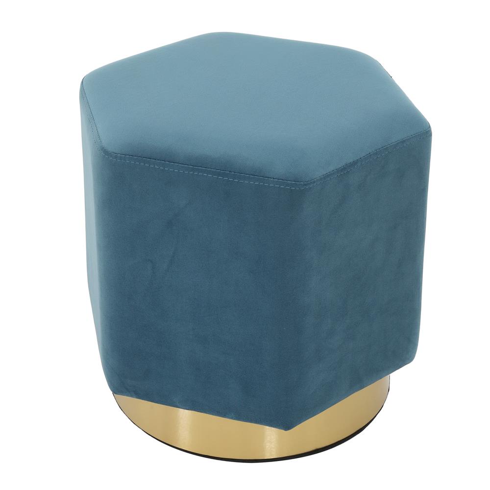 HomeBase FURDINI Ghế đôn hình lục giác bọc bằng da lộn chân thép Thái Lan W41xH40,5xD36,5cm màu xanh dương