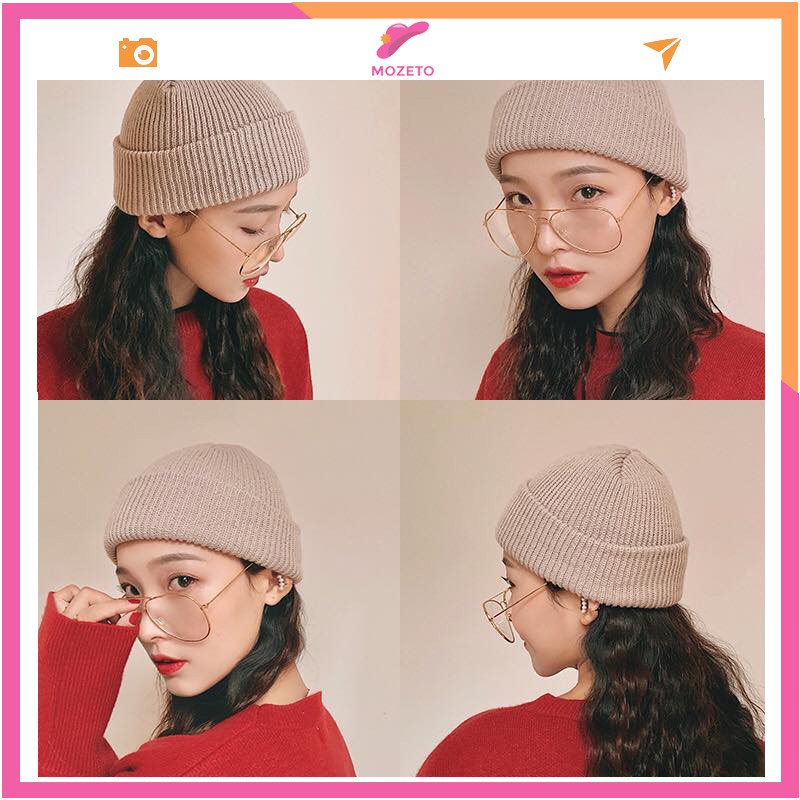 Mũ len beanie ngắn trơn nam nữ unisex nhiều màu; M04 - MOZETO