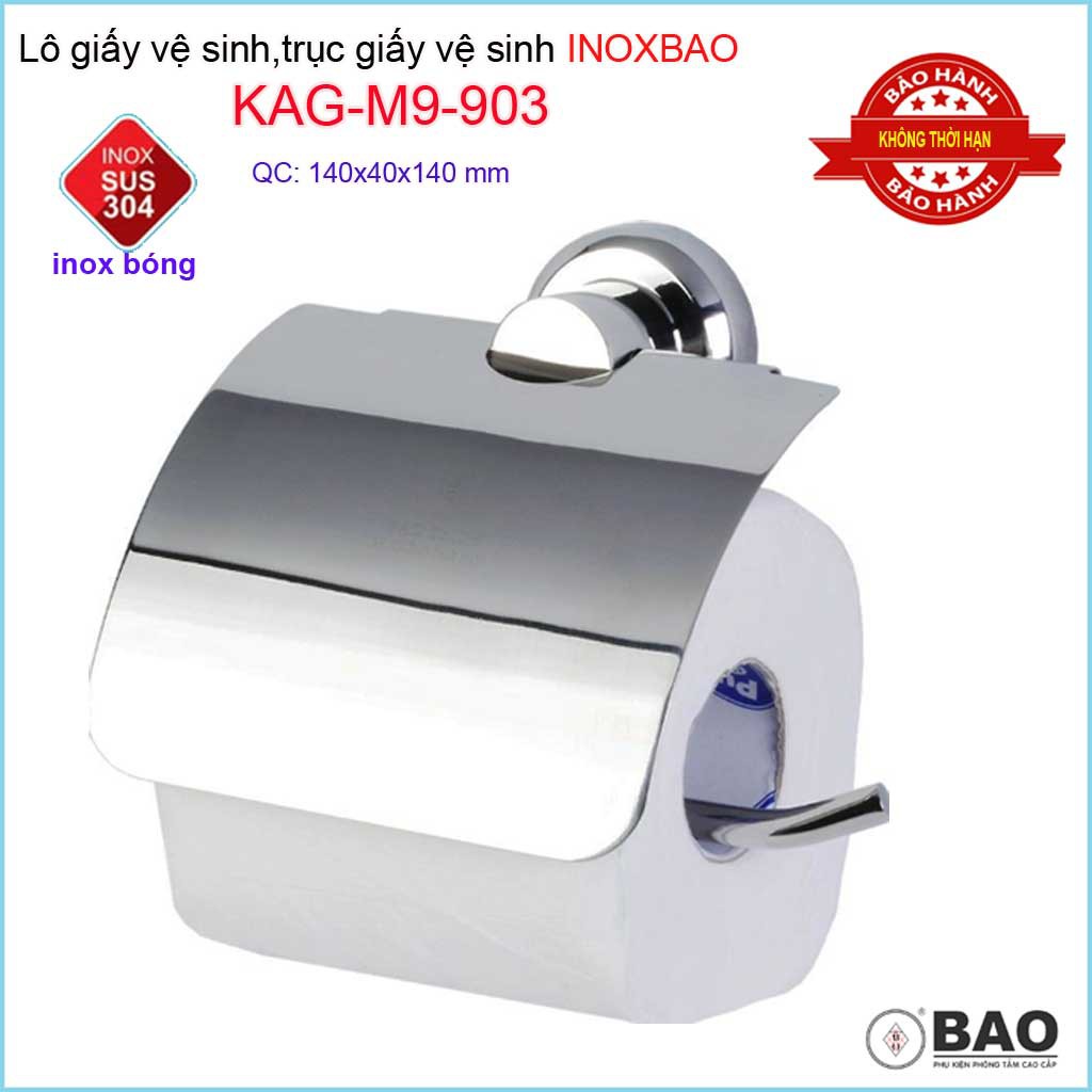 Hộp đựng giấy vệ sinh Inox Bảo KAG-M9-903, Móc giấy toilet SUS304 inox dập khuôn cao cấp thiết kế tuyệt đẹp