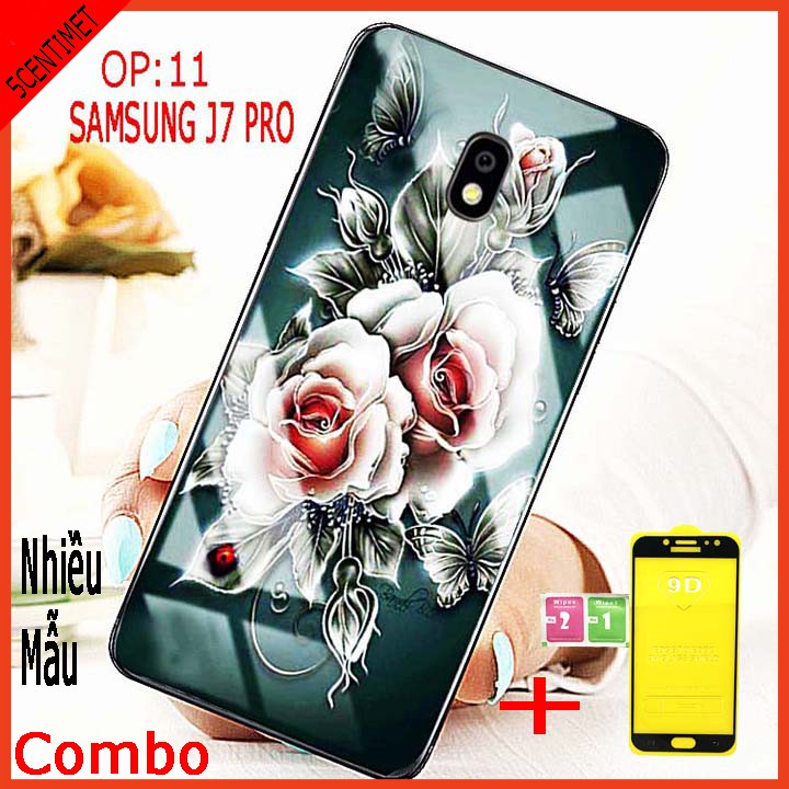 COMBO ốp lưng samsung j7 pro (combo 1 ốp lưng kính 3D siêu sang và 1 kính cường lực FULL màn hình ) 5centimet