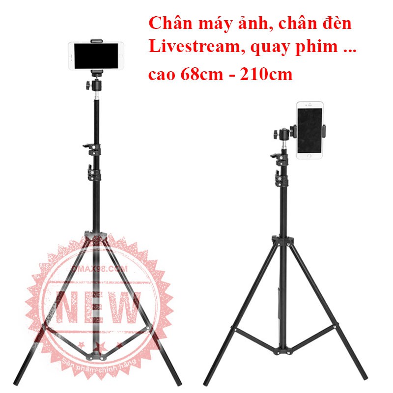 Bộ đèn và chân đèn 2m quay video, livestream, chụp ảnh điện thoại