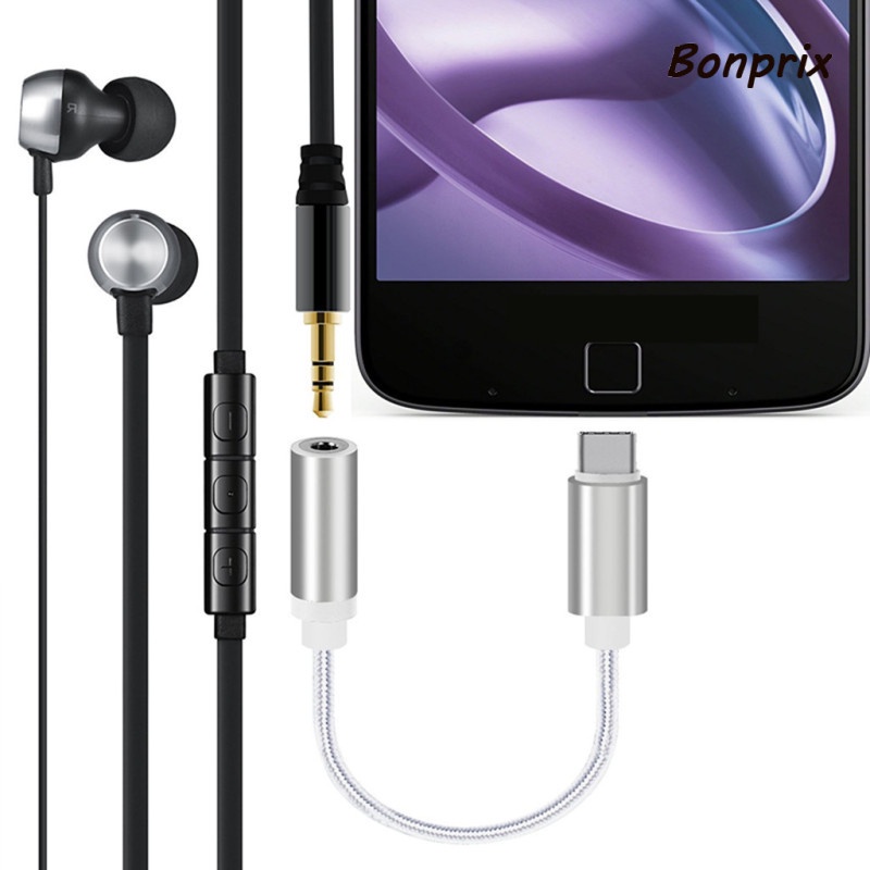 Dây cáp chuyển đổi từ giắc cắm Type C sang giắc cắm âm thanh tai nghe mic 3.5mm
